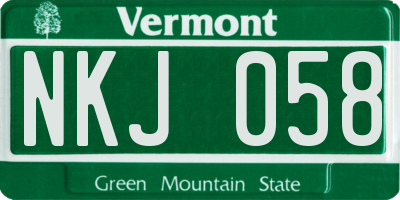 VT license plate NKJ058