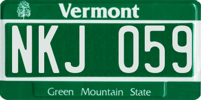 VT license plate NKJ059