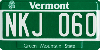 VT license plate NKJ060