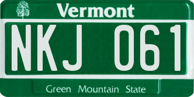 VT license plate NKJ061
