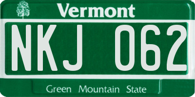 VT license plate NKJ062