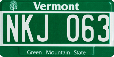 VT license plate NKJ063