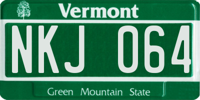 VT license plate NKJ064