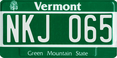 VT license plate NKJ065