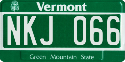 VT license plate NKJ066
