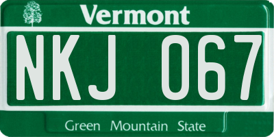VT license plate NKJ067