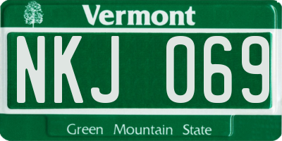 VT license plate NKJ069