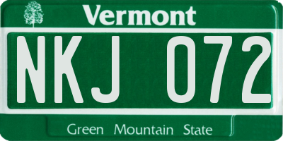 VT license plate NKJ072