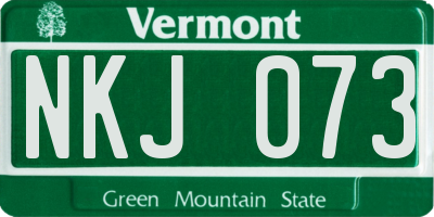 VT license plate NKJ073
