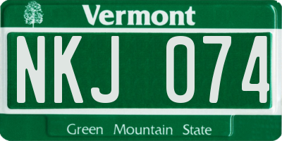 VT license plate NKJ074