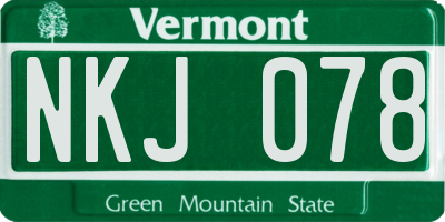 VT license plate NKJ078