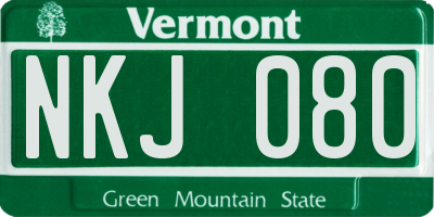 VT license plate NKJ080