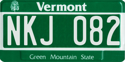 VT license plate NKJ082
