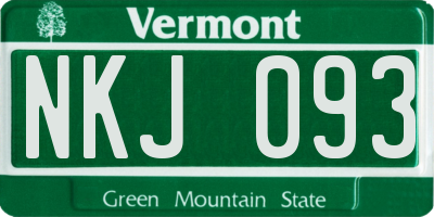 VT license plate NKJ093