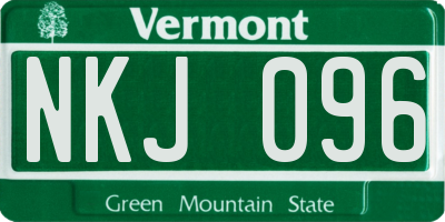 VT license plate NKJ096