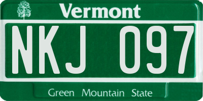 VT license plate NKJ097