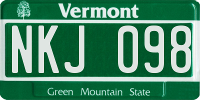 VT license plate NKJ098