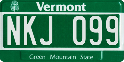 VT license plate NKJ099