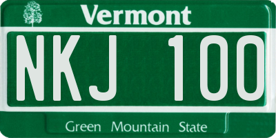 VT license plate NKJ100
