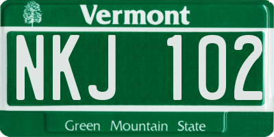 VT license plate NKJ102