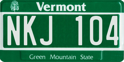 VT license plate NKJ104