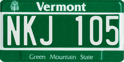 VT license plate NKJ105