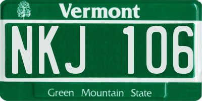 VT license plate NKJ106