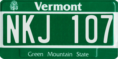 VT license plate NKJ107