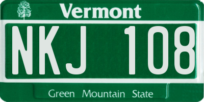 VT license plate NKJ108