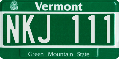 VT license plate NKJ111