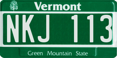 VT license plate NKJ113