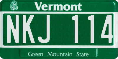 VT license plate NKJ114