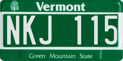 VT license plate NKJ115