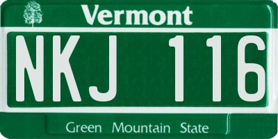 VT license plate NKJ116