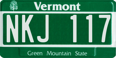 VT license plate NKJ117