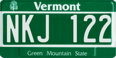 VT license plate NKJ122
