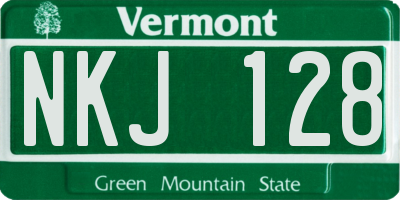 VT license plate NKJ128