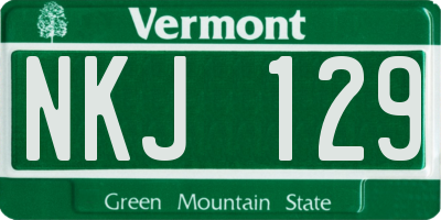 VT license plate NKJ129