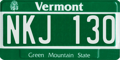 VT license plate NKJ130