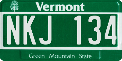 VT license plate NKJ134