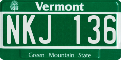 VT license plate NKJ136