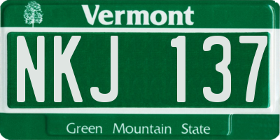 VT license plate NKJ137