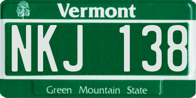 VT license plate NKJ138