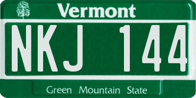 VT license plate NKJ144