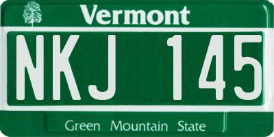 VT license plate NKJ145