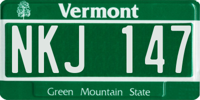 VT license plate NKJ147