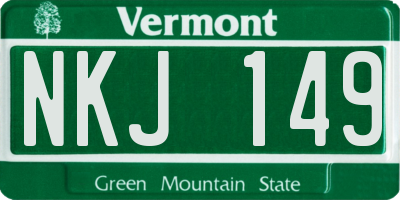 VT license plate NKJ149