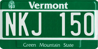 VT license plate NKJ150
