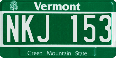 VT license plate NKJ153