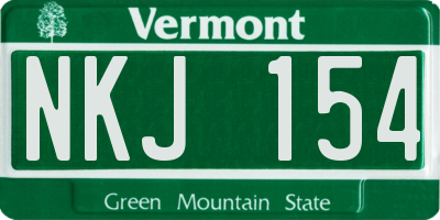 VT license plate NKJ154